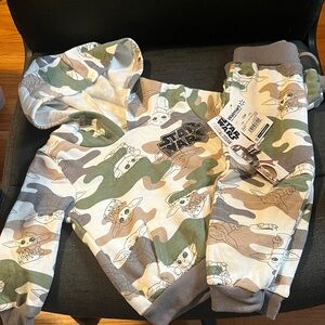 Star Wars Kids Grogu Camo Joggers & Hoodie - Green, Brown, Gray